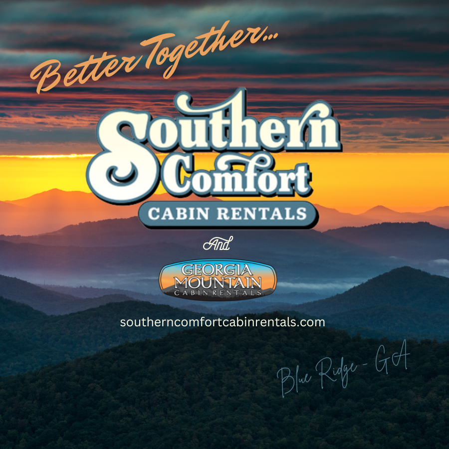 Georgia Mountain Cabin Rentals Merge with Southern Comfort Cabin Rentals brand graphic